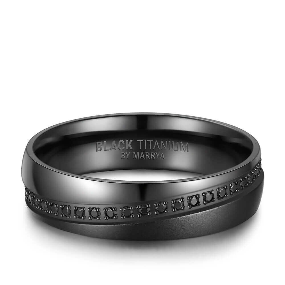 Einzelring Damen liegend Black Titanium BT-08