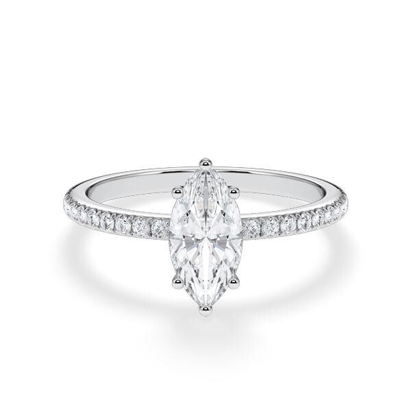 Verlobungsring Hidden Halo Lab-Grown Marquise-Diamant Platin RU-1901