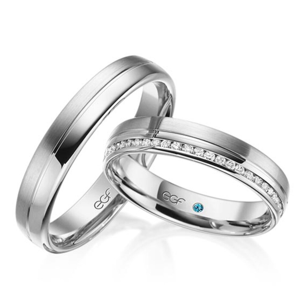 Trauringe Weißgold Brillant F-1332-5