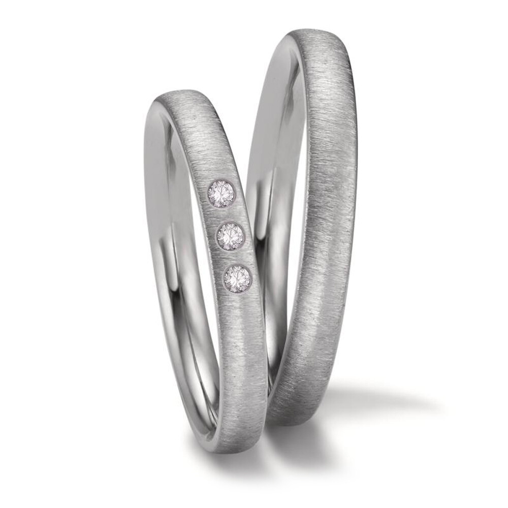 Eheringe aus Zirconium schmal matt Brillant 0,030 ct.
