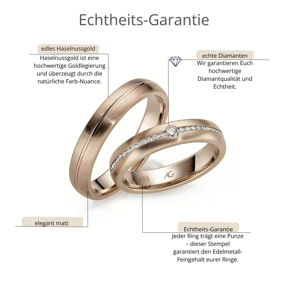Trauringe Haselnussgold Brillant AG28524