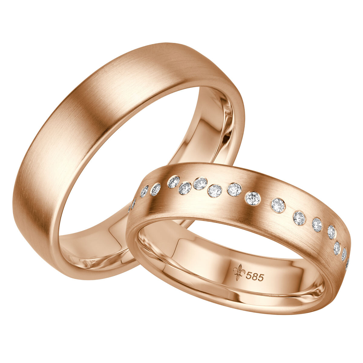 Trauringe TR-0-00028 & TR-1-00028 Blanche Rotgold