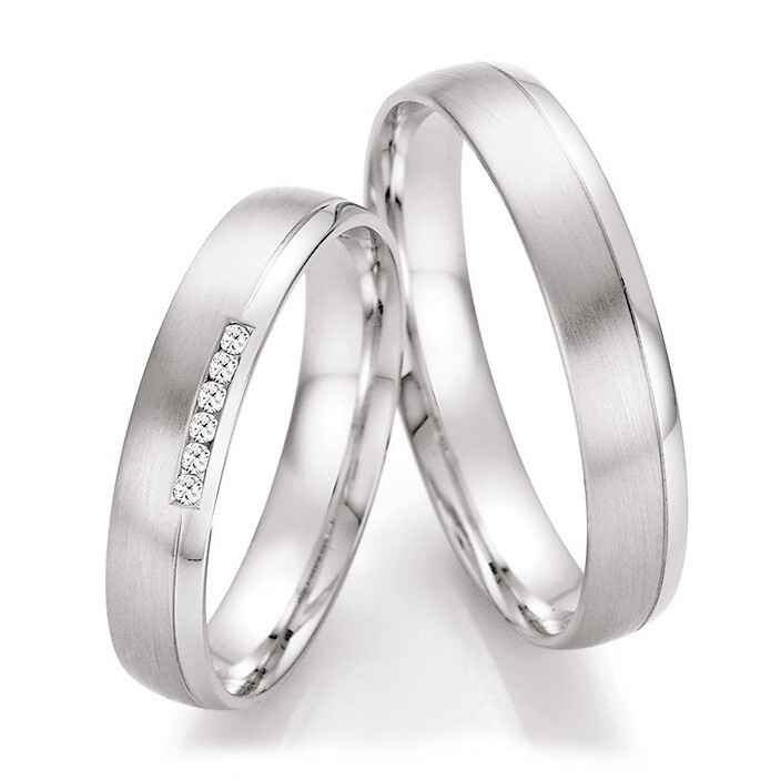 Trauringe Weißgold Brillant CR 66/41050 & 66/41060