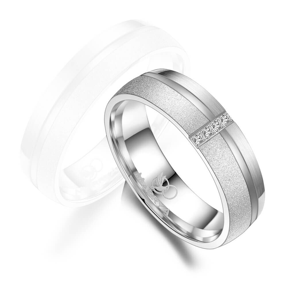 Trauring Partnerring Silber & Gold Zirkonia DSGC07