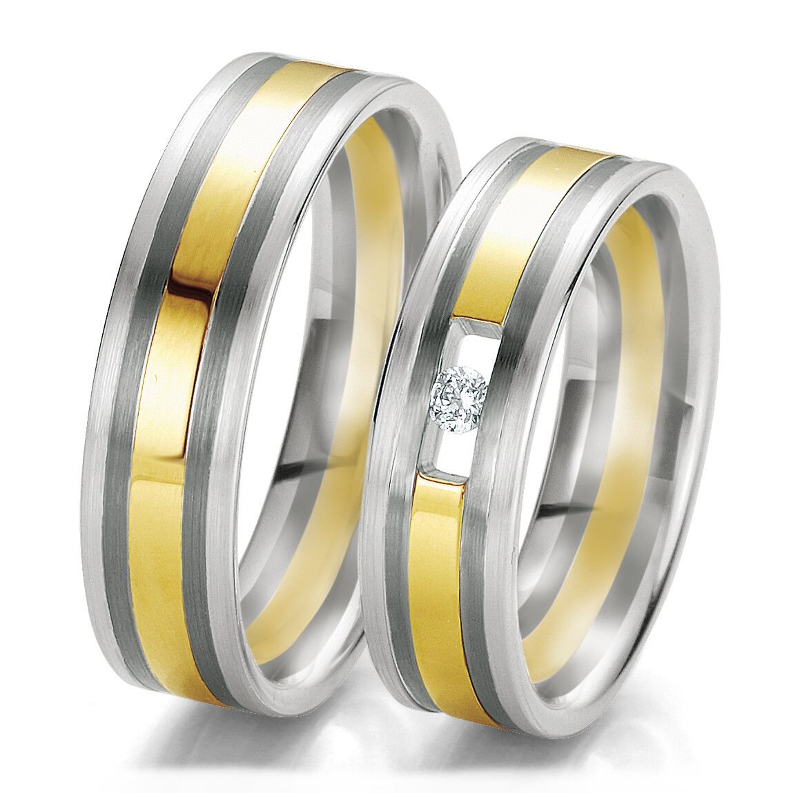 Trauringe Tricolor Brillant 48/06127 & 48/06128