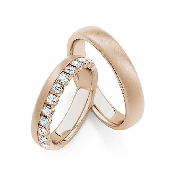 Trauringe Memoire Peach-Gold 585 Brillant zus. 0,560 ct. tw, si RU-1768