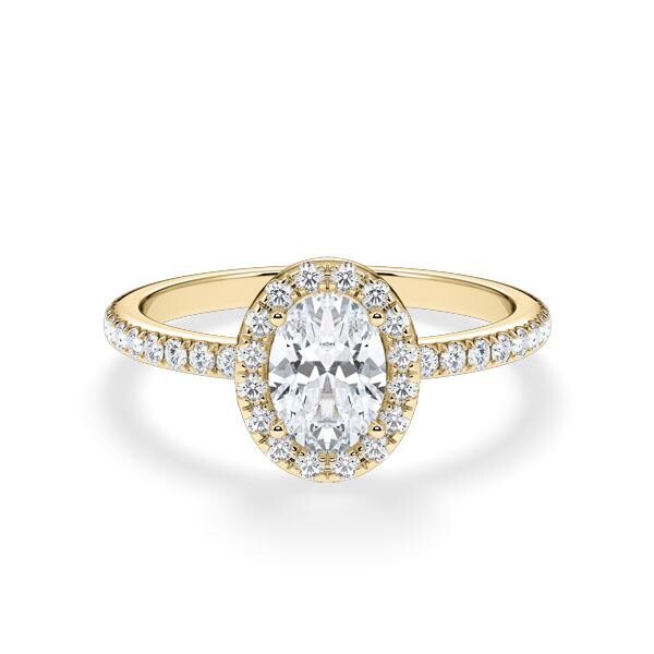 Verlobungsring Hidden Halo Oval Gelbgold RU-1902