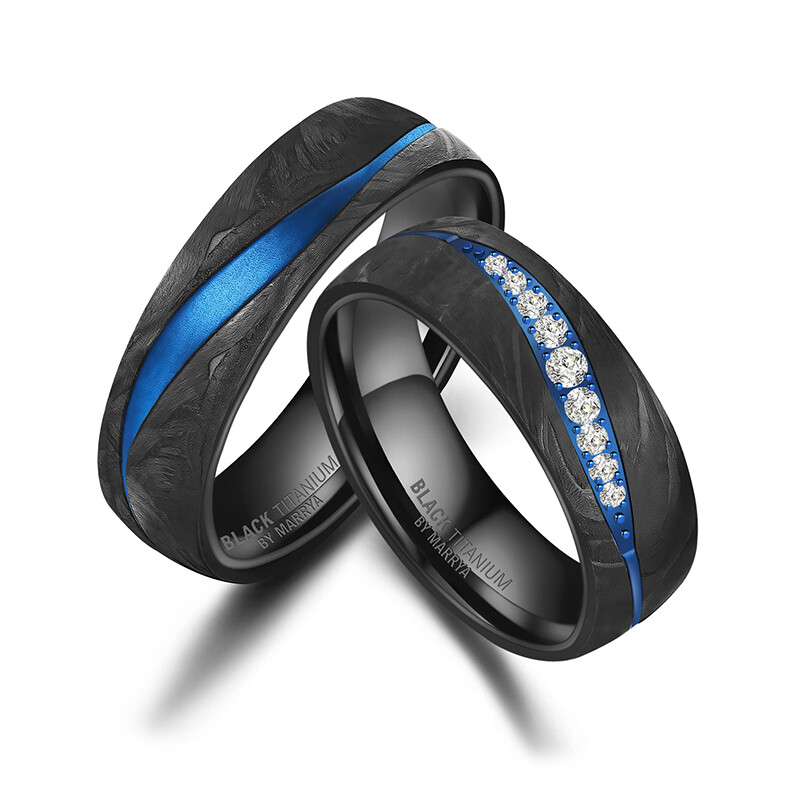 Eheringe Black Titanium Blue Ocean Brillant BT-B-17