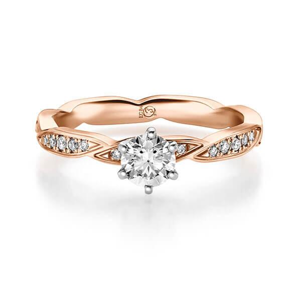 Diamantring Rotgold 333 zus. 0,500 ct, Lab-Grown & tw,si Brillant RU-1721-9