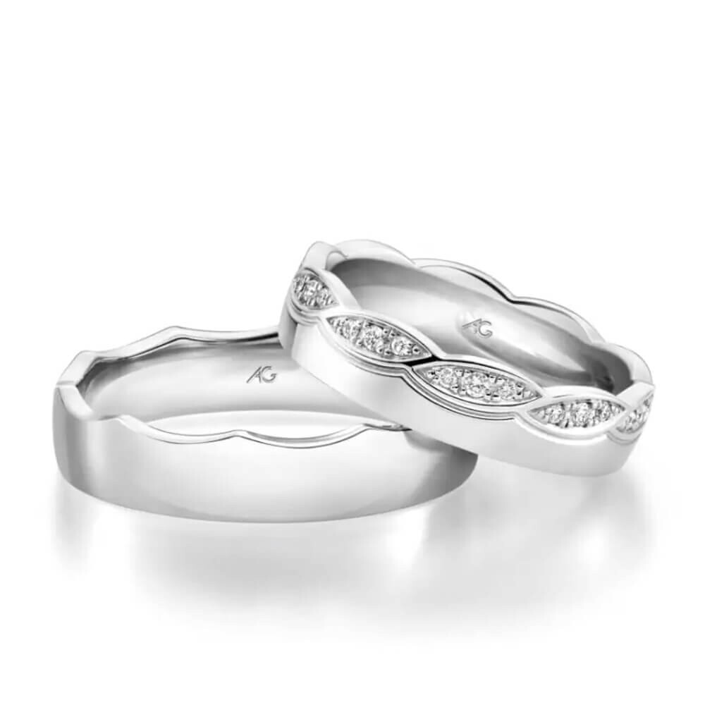 Trauringe Weißgold Millgriff Brillant 0,200 ct.