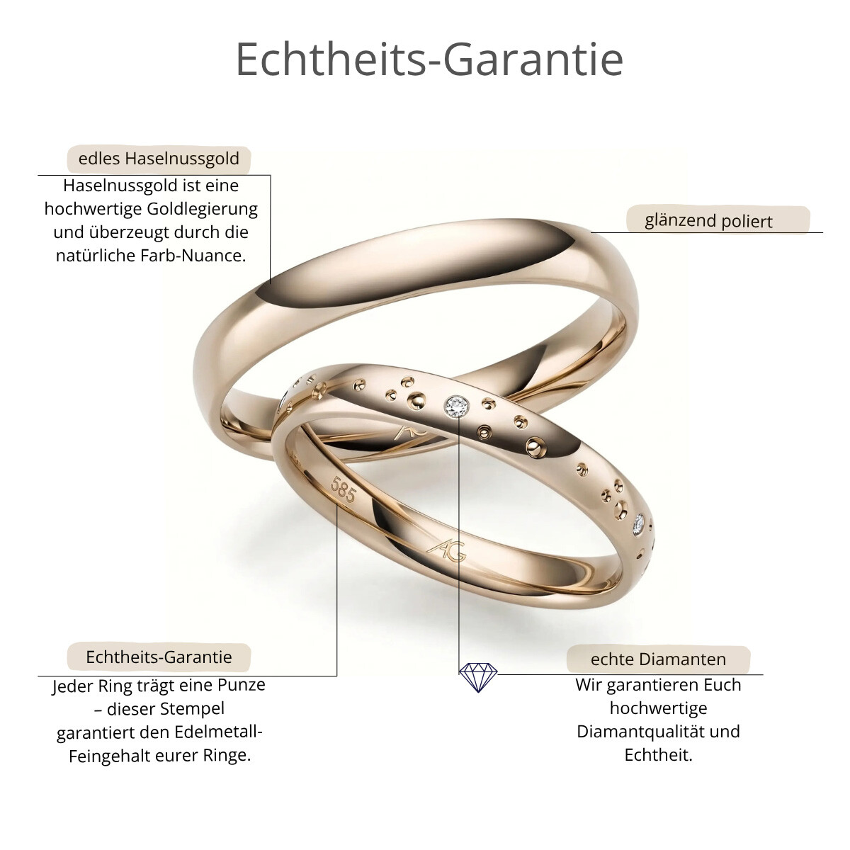 Trauringe Haselnussgold Dots Brillant AG31312