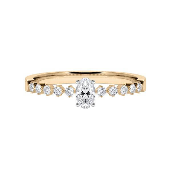Verlobungsring Oval Diamant Roségold 750 & Platin 950 zus. 0,450ct. Rubin 1794