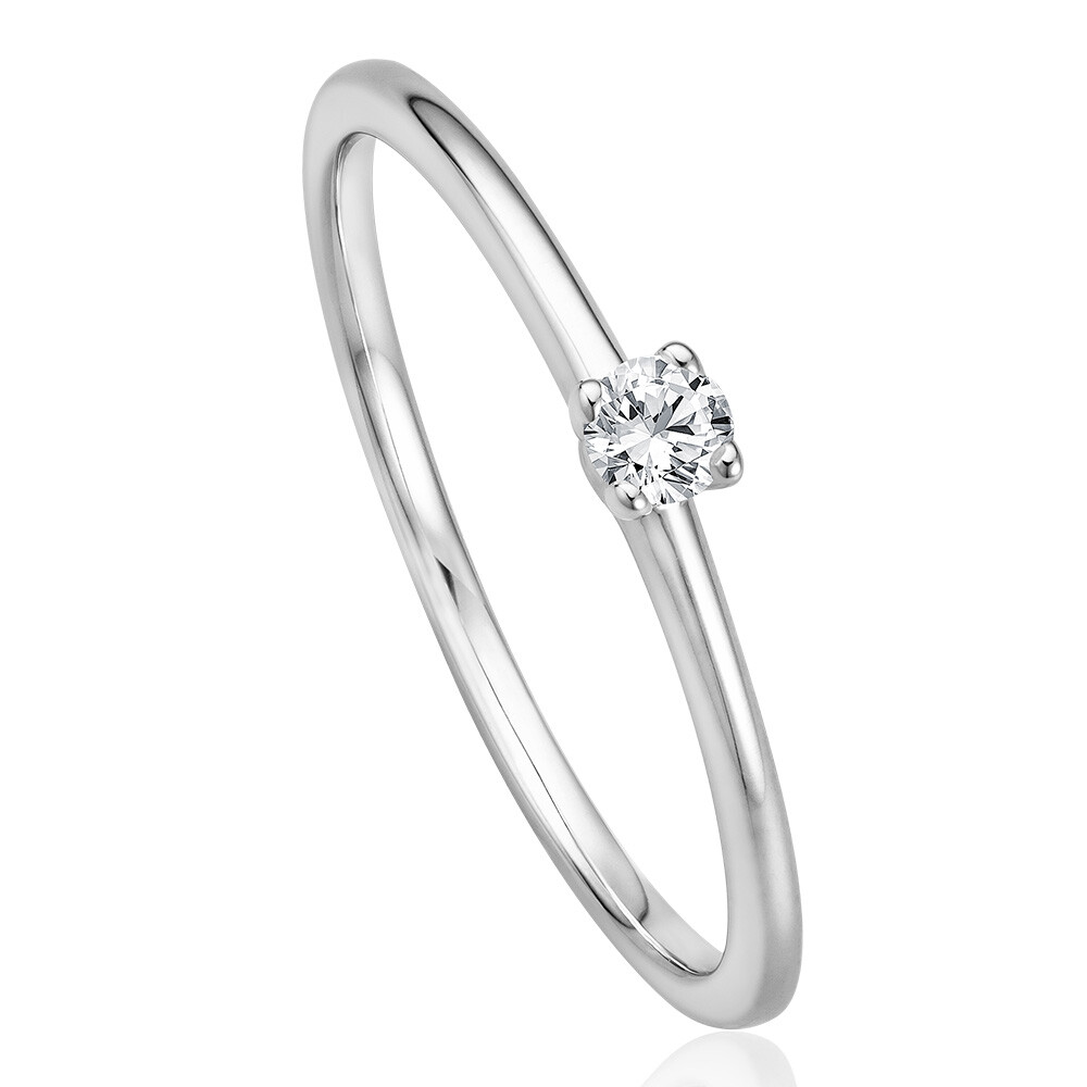 Solitaire Ring Weißgold Brillant 0.090 ct. w/si