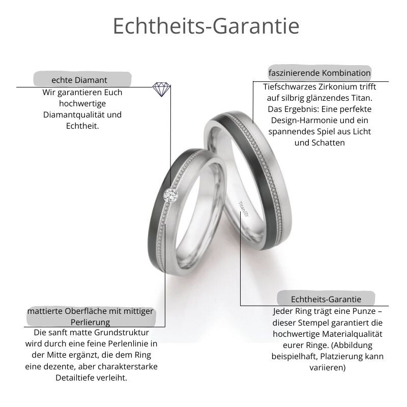 Eheringe Titan Zirkonium Brillant 0,060 ct. w/si