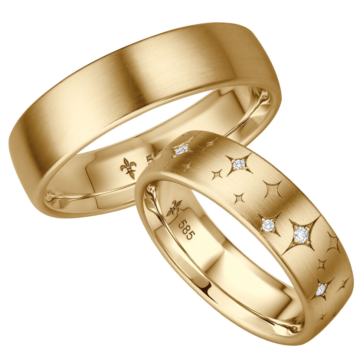 Trauringe TR-0-00042 & TR-1-00042 Élaine Gelbgold