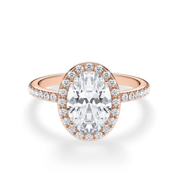 Verlobungsring Hidden Halo Oval Rotgold RU-1902