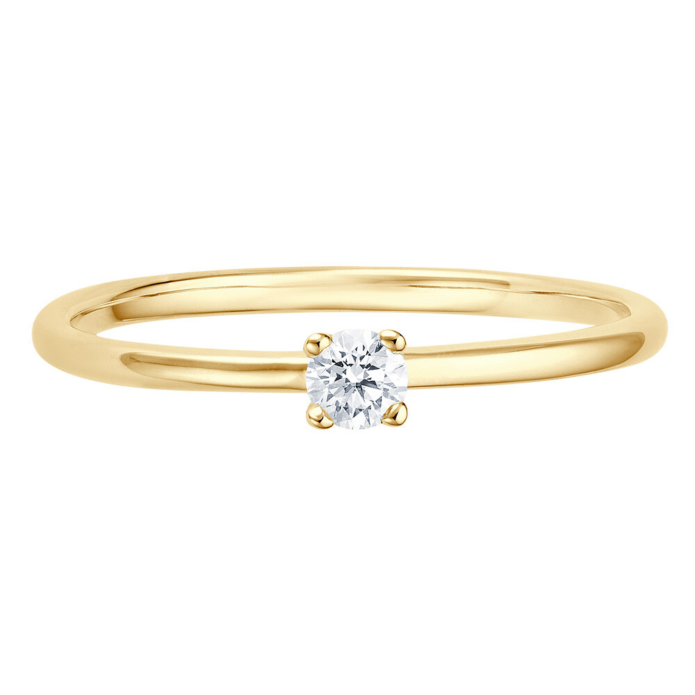 Solitaire Ring Gelbgold Brillant 0.090 ct. w/si, liegend