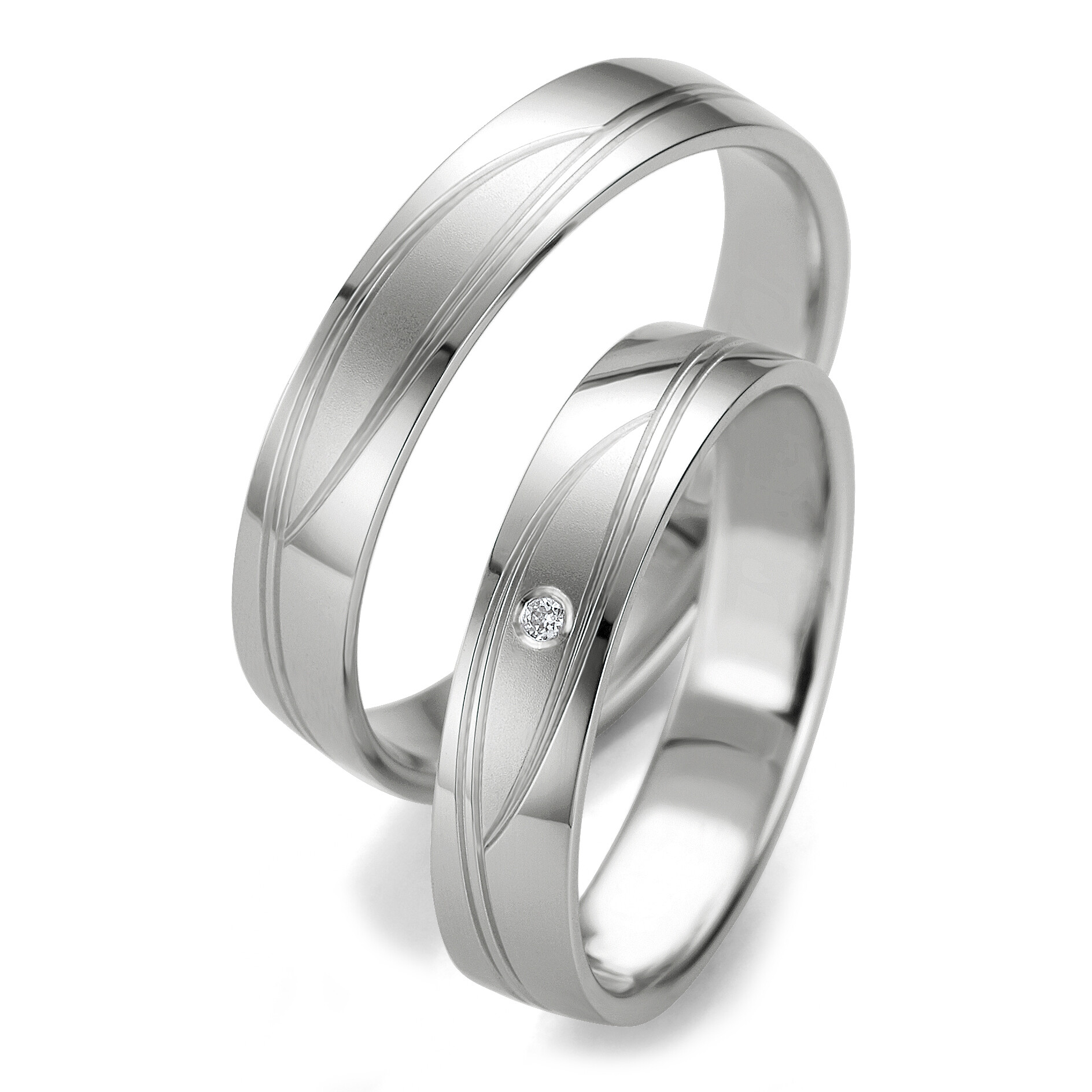 Trauringe Weißgold 48/07073 & 48/007074