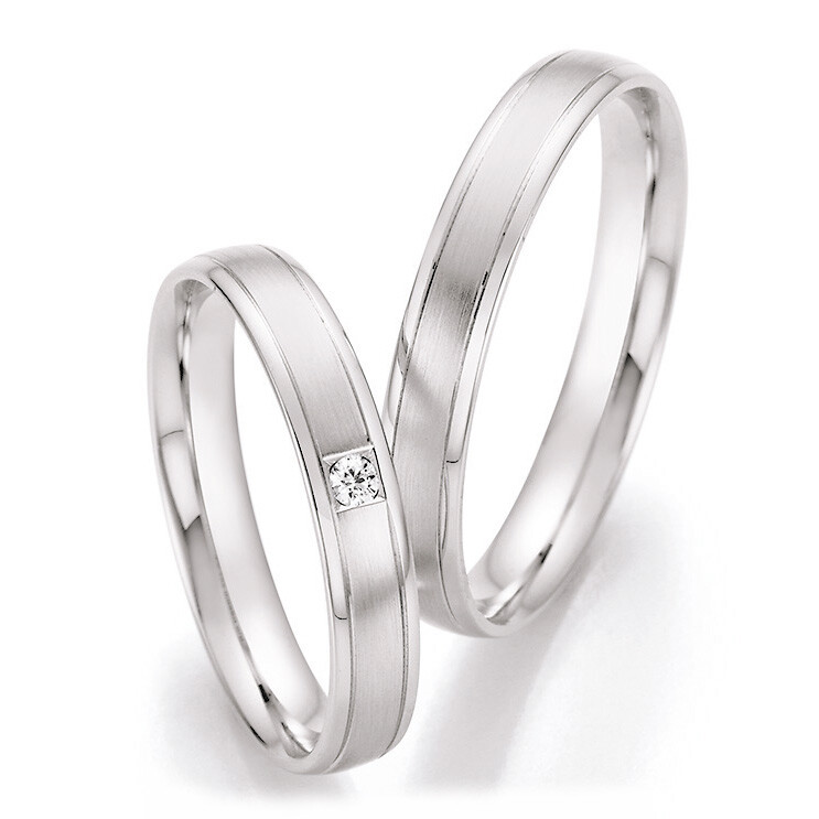 Trauringe Weißgold Brillant CR 66/41070 & 66/41080