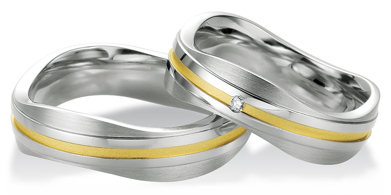 Partnerringe Silber 925 Gelbgoldplattierung BR 48/08033