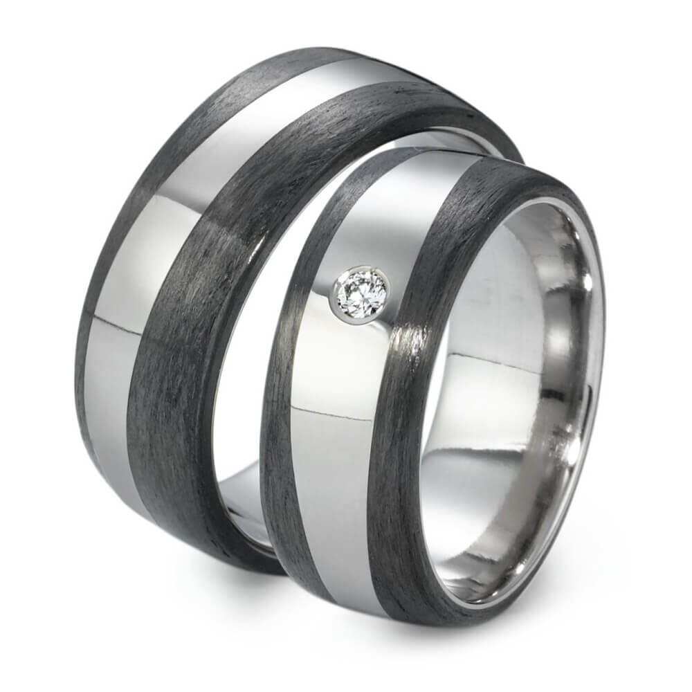 Trauringe Titan & Carbon Brillant 0,050 ct.