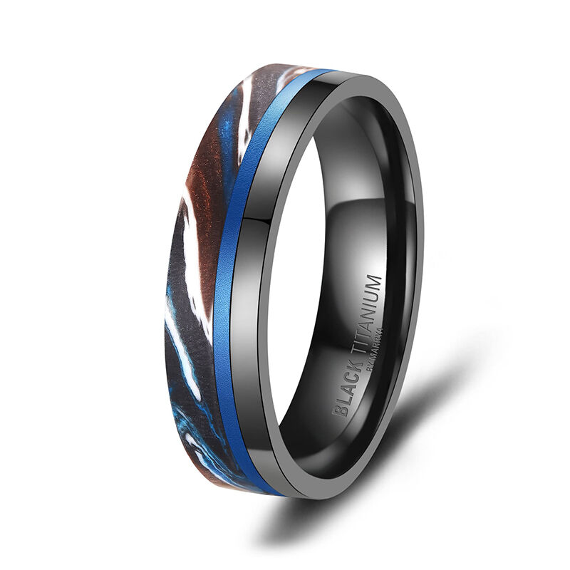 Eheringe Black Titanium Blue Ocean Zirkonia BT-14
