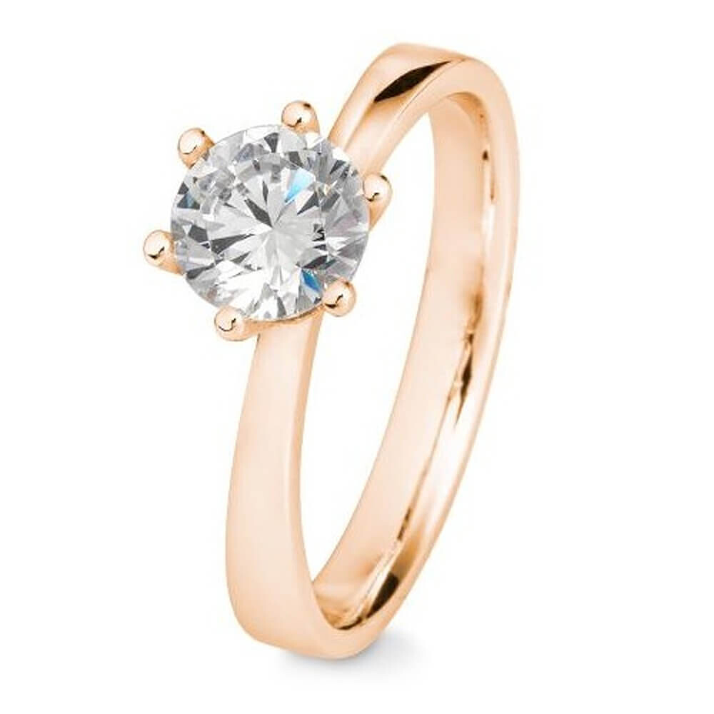 Verlobungsring aus Roségold mit Lab-Grown Brillant in 6er Krappe