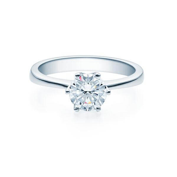 Verlobungsring Solitär 6er Krappe 18016 Lab-Grown Silber 925 rhod. RU-1495