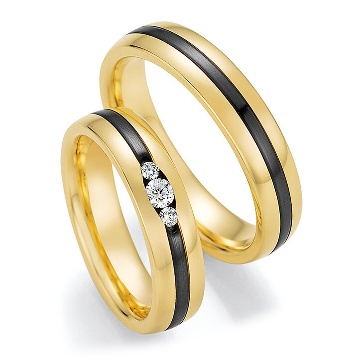 Eheringe Trauringe Bicolor 14/10130 & 14/10140 Gelbgold Zirconium