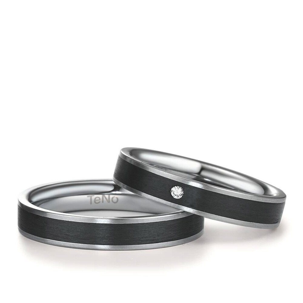 Trauringe Edelstahl & Carbon Brillant 0,020 ct.