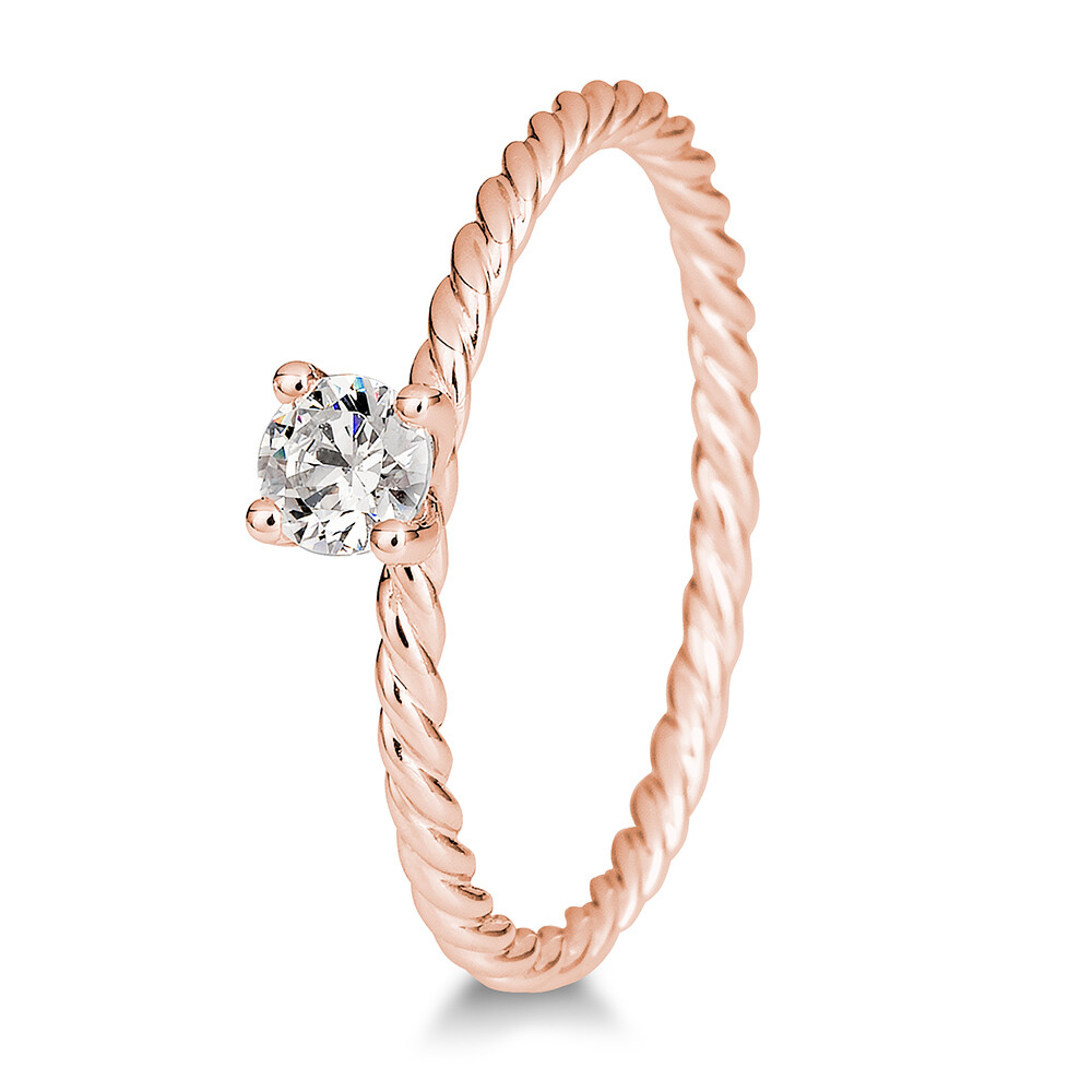 Kordelring Solitär BR173-2 Rotgold mit Brillant