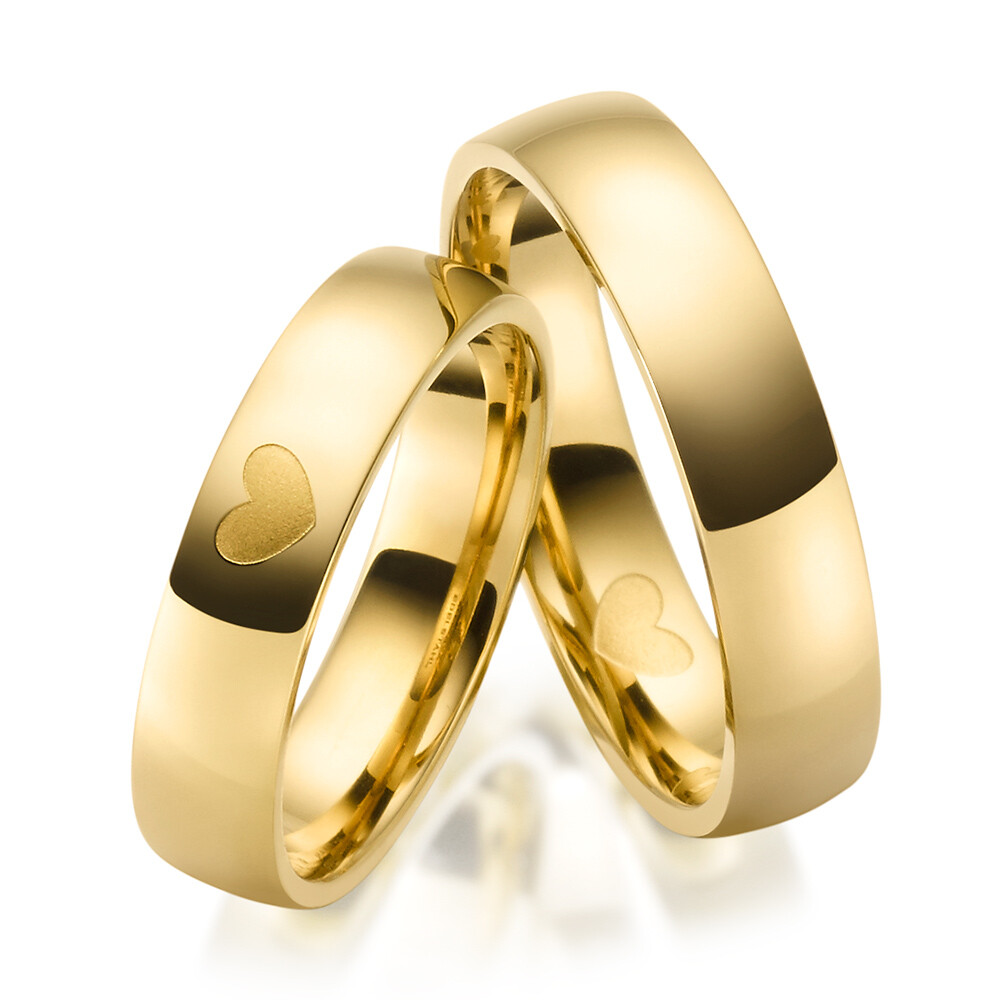 Partnerringe Edelstahl Gelbgold plattiert Herz Zirkonia ES-30