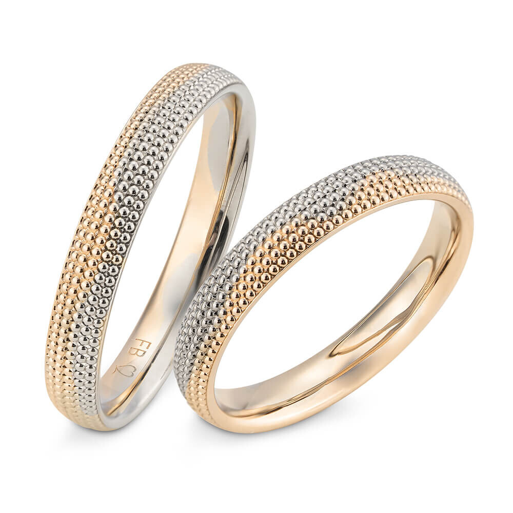 Eheringe Wave Blush & Weißgold Dots