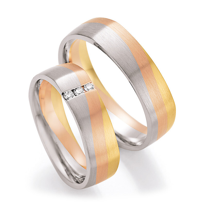 Trauringe Tricolor Sunrise 66/44110 & 66/44120 Brillant