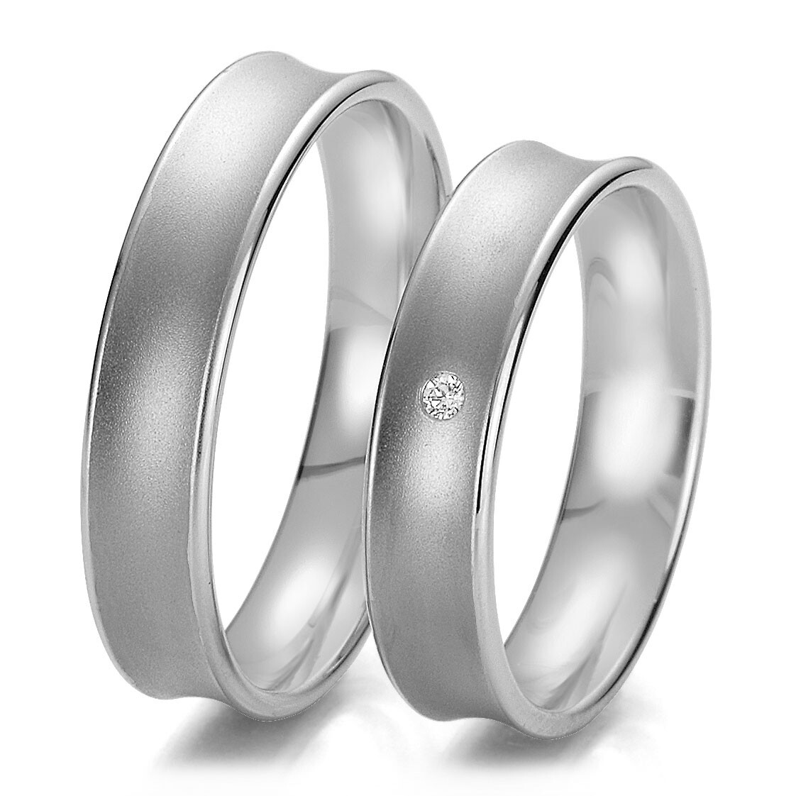 Trauringe Weißgold Brillant Hohlkehle TRS06BR239W