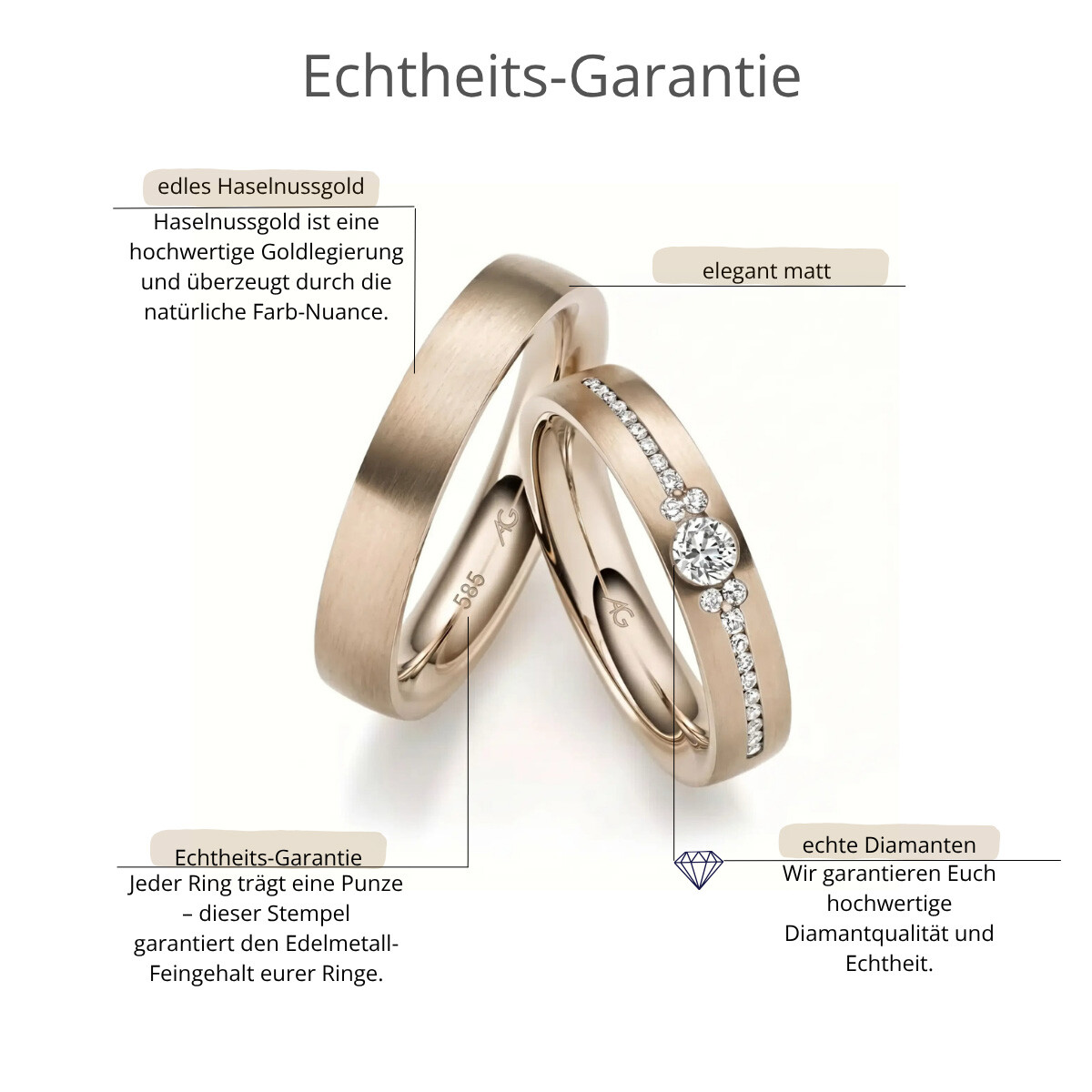 Trauringe Haselnussgold Brillant AG31329
