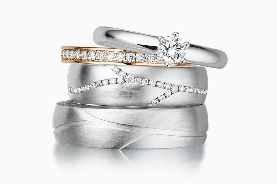 Turm Trauringe Memoire Solitär