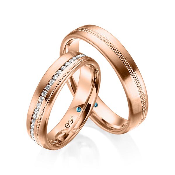 Trauringe Rotgold Perl-Saturnfuge Brillant F-1322-4