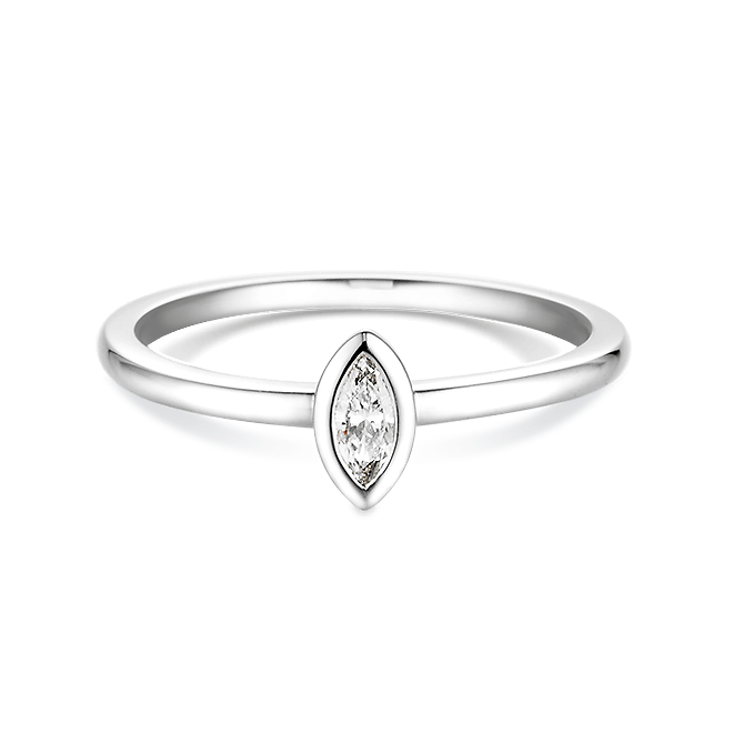 Verlobungsring aus Platin mit Diamant im Marquise-Schliff