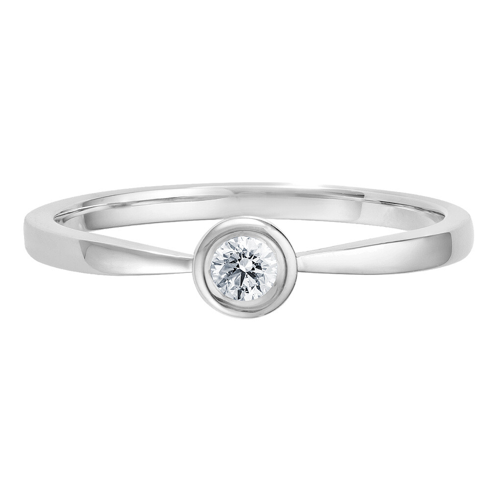 Solitaire Ring Weißgold Brillant 0.090 ct. w/si, liegend