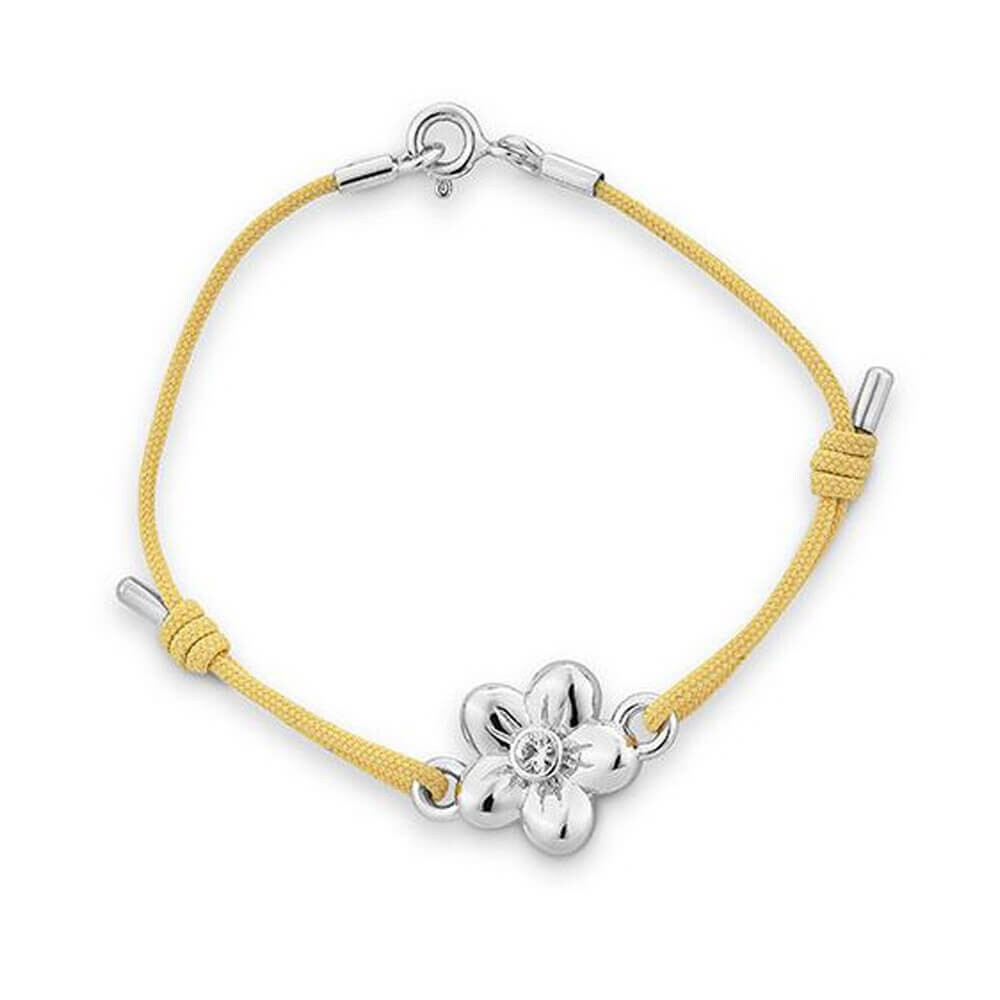 Armreif Kids Blume Silber Safir weiß - Band gelb