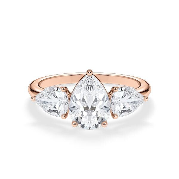 Diamantring Three Stone Tropfen Pear Rotgold RU-1876
