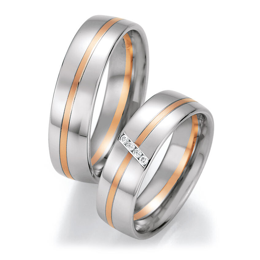 Trauringe Weißgold & Rotgold Brillant CR 66/40090 & 66/40100