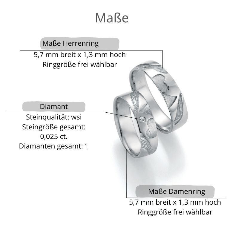 Signs of Love Doppelherz Silber 925 Brillant 6651050-60