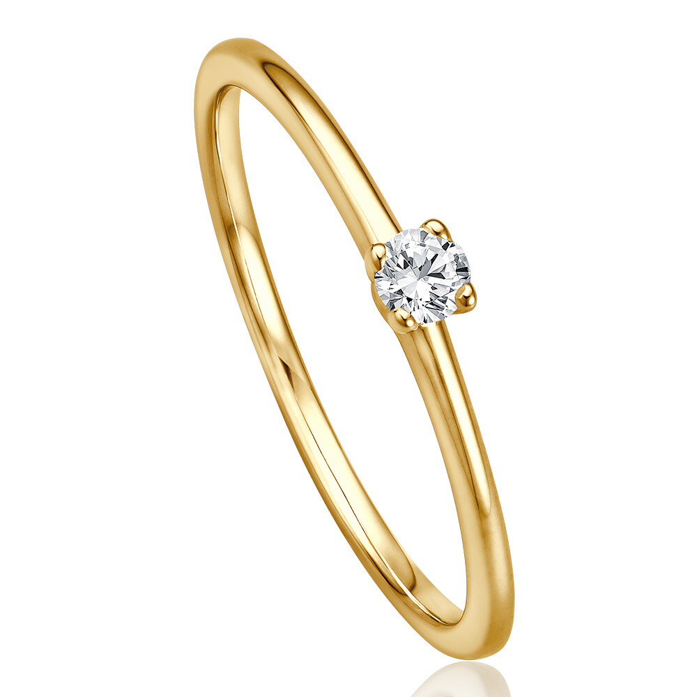 Solitaire Ring Gelbgold Brillant 0.090 ct. w/si