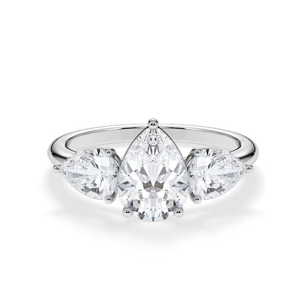 Diamantring Three Stone Tropfen Pear Weißgold RU-1876