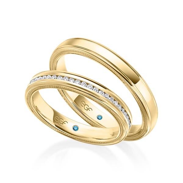 Trauringe Gelbgold Perlfuge Brillant F-1314-6