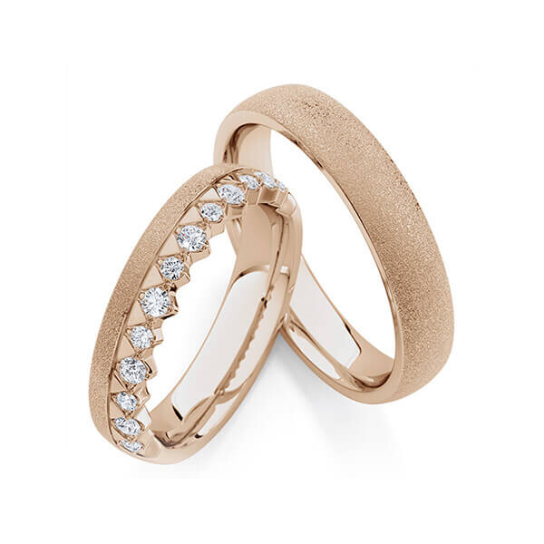 Trauringe Memoire Peach-Gold 585 Brillant zus. 0,285 ct. tw, si RU-1772