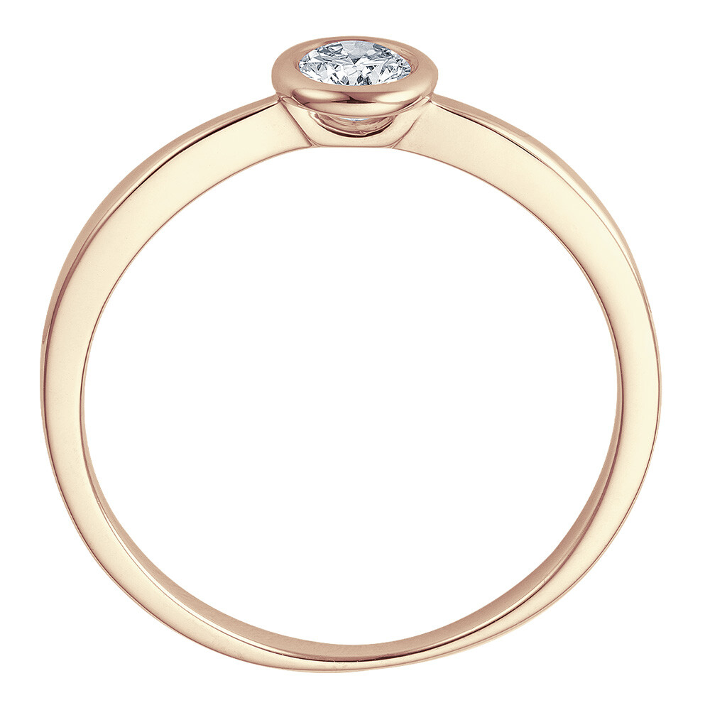 Solitaire Ring Roségold Brillant 0.170 ct. w/si, stehend