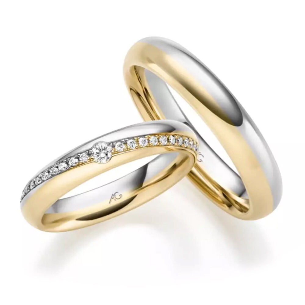 Eheringe mehrfarbig Gold Brillant 0,160 ct.